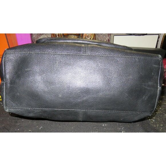 COACH 2010 Hampton 15694 Black Pebbled Leather Flap Turnlock Satchel Handbag - Picture 6 of 13